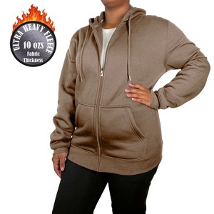 Blue Ice Women's Loose Fit Super Heavyweight Fleece Lined Full-Zip Hoodie - 1 of 3