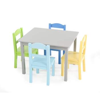 5pc Kids' Wood Table and Chair Set Green/Blue/Gray - Humble Crew