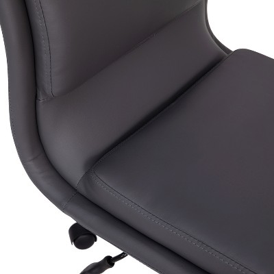 Ergonomic Gray LeatherSoft Swivel Task Chair with Chrome Base
