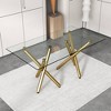 Dexmalle Modern Minimalist Rectangular Glass Dining Table with Golden Metal Legs - 3 of 4