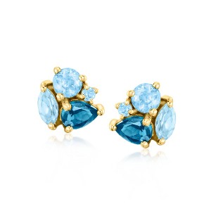 Pure Collection by Ross-Simons 1.50 ct. t.w. Tonal Blue Topaz Earrings in 14kt Yellow Gold - 1 of 3