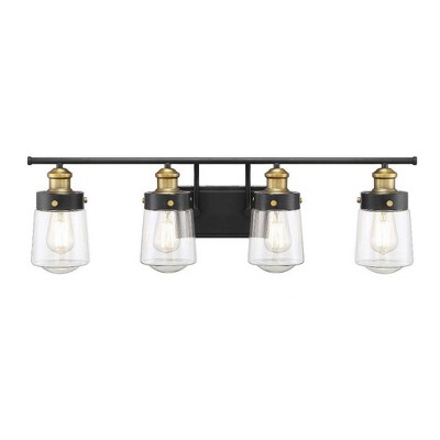 Savoy House Macauley 4 - Light Vanity in  Vintage Black/Warm Brass