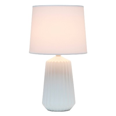 17.4" White Ceramic Nightstand Lamp with Empire Shade