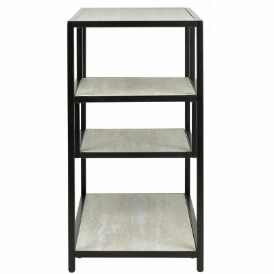 Beige and Black Geometric Wood Console Table with Storage