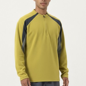 Anna-Kaci Active Men's Long Sleeve Quarter Zip Pullover with Contrast Shoulder Panels and Stand Collar - 1 of 4