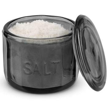 Kook Glass Salt Cellar, with Airtight Lid, 10 Oz, Black