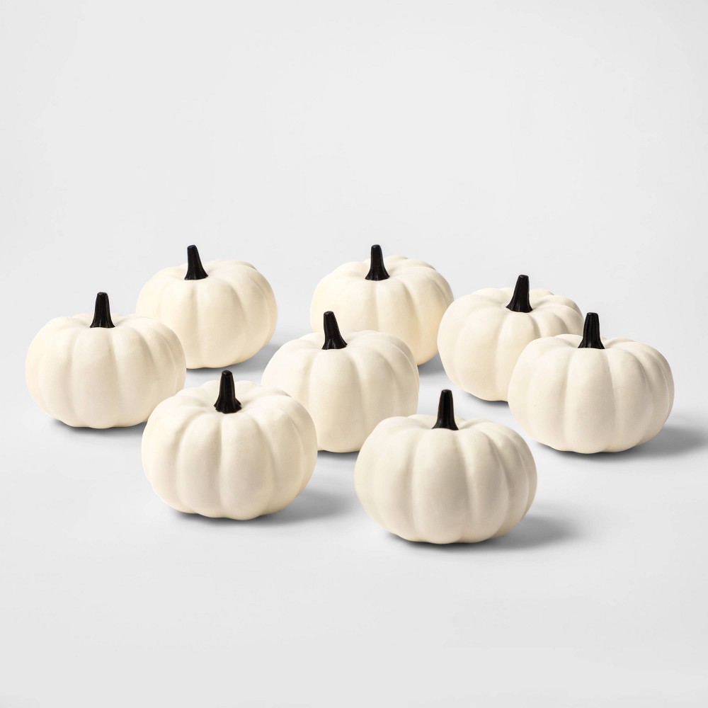 Halloween 8ct Painted Pumpkins White Halloween Decorative Sculpture Set - Hyde & EEK! Boutique