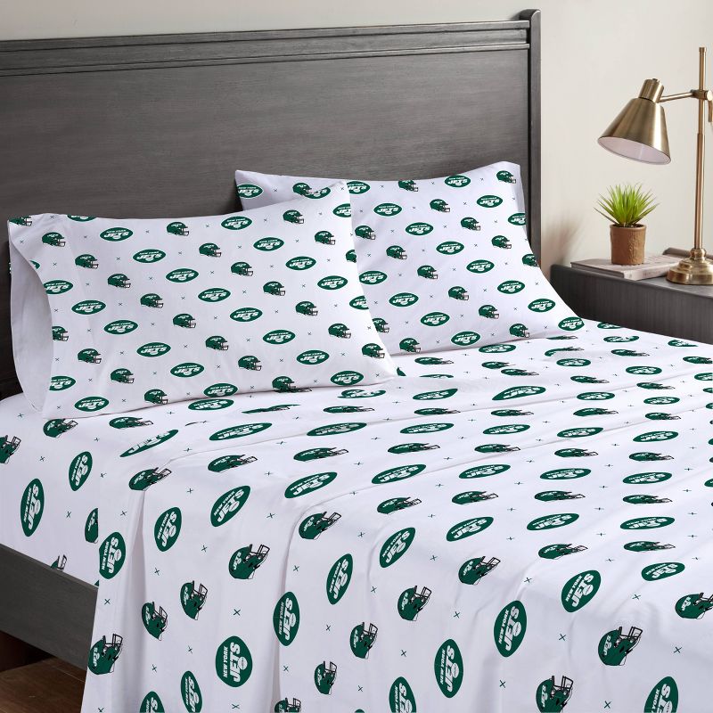 NFL New York Jets Small X Queen Sheet Set, 1 of 4