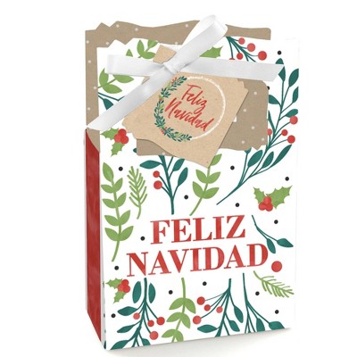 Big Dot of Happiness Feliz Navidad - Holiday and Spanish Christmas Party Favor Boxes - Set of 12