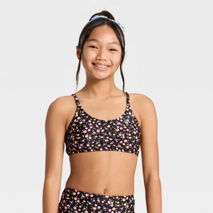 Girls' Trilette Shirred Swimsuit Top - art class™ - 1 of 3