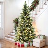 LuxenHome Pre-Lit Lightly Snow-Flocked Green Branches Artificial Tree with Metal Stand - 2 of 4