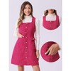 Allegra K Women's Tweed Sleeveless Square Neck Button Up A-Line Pinafore Overall Dress - 2 of 4
