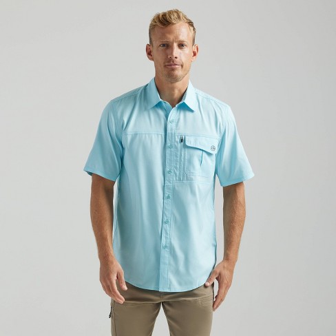 Wrangler Men's Atg Alex Short Sleeve Button-down Shirt - Light Blue M :  Target