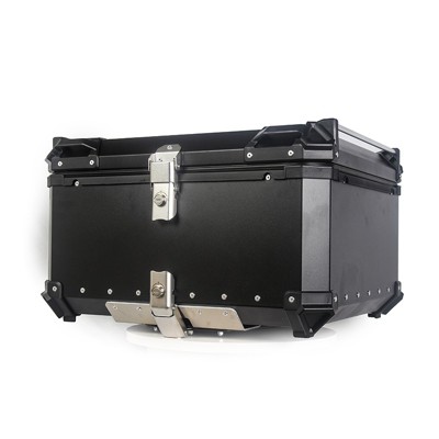 100L Motorbike Top Case, Aluminum Waterproof Top Box for Motorcycle, Helmet Luggage Storage Rear Tour Box with Security Lock, Black/Silver
