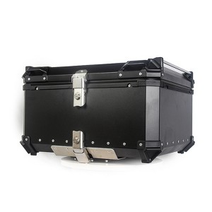 100L Motorbike Top Case, Aluminum Waterproof Top Box for Motorcycle, Helmet Luggage Storage Rear Tour Box with Security Lock, Black/Silver - 1 of 4
