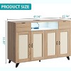 47" Rattan Sideboard,4 Doors & 2 Drawers w/LED Lights, Power Outlet, Adjustable Shelves - Wooden Accent Storage for Living Room, Dining Room, Black - 4 of 4