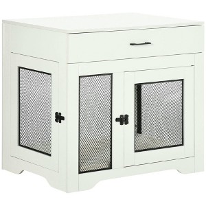 Resenkos Dog House, Pet House,Dog Cave,Dog Crate Furniture with Soft Water-Resistant Cushion, Dog Kennel End Table with Drawer,White - 1 of 1