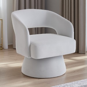 Velvet Swivel Barrel Chair, 360-degree Rotation Accent Armchair - 1 of 4