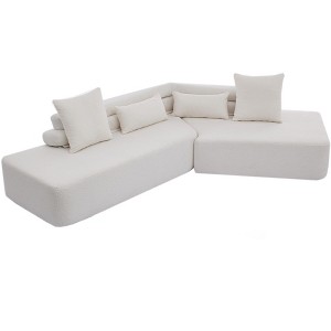 NicBex Minimalist Cloud Sectional Sofa,Boucle Teddy Couch with 4 Pillows for Living Room,Apartment,Office,No Assembly Require,Beige - 1 of 4