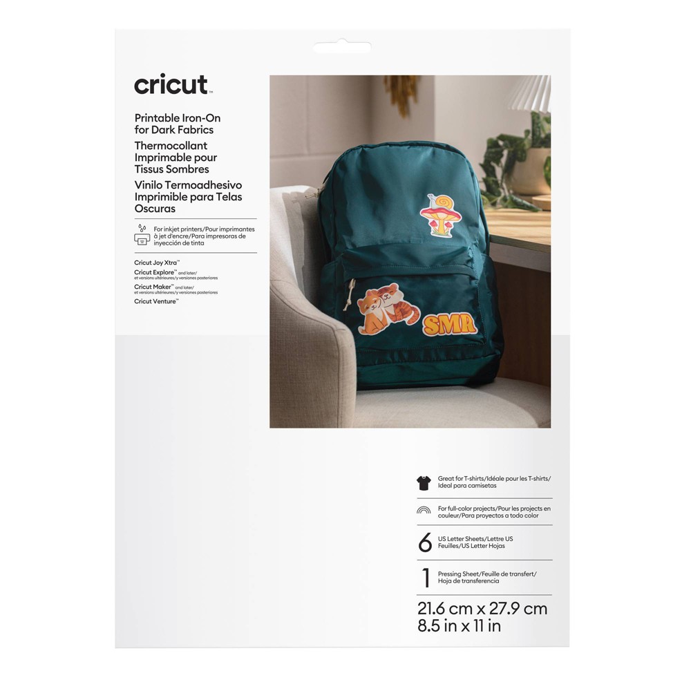 Cricut 6ct 8.5"x11" Printable Iron-On for Dark Fabrics