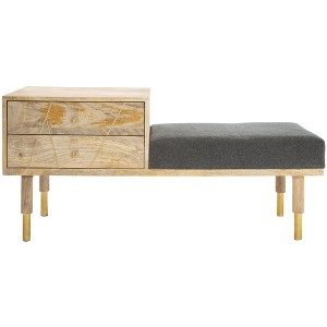 Taft 2 Drawer Cushion Seated Bench - BCH9000 - Natural/Grey - Safavieh - 1 of 4