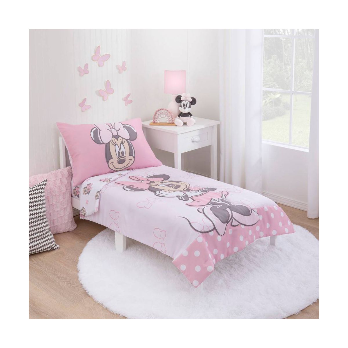Minnie Mouse 4pc Disney Dancing Bows Toddler Comforter Bedding Set