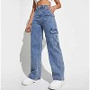 Mocamel Women's High Waist Multi Pocket Straight Frock Denim Jeans Street Punk Style - 4 of 4