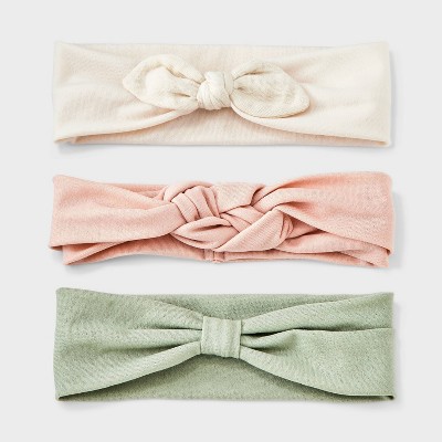 Image of Baby Girls' 3pk Headwrap - Cloud Island™ Green/Pink