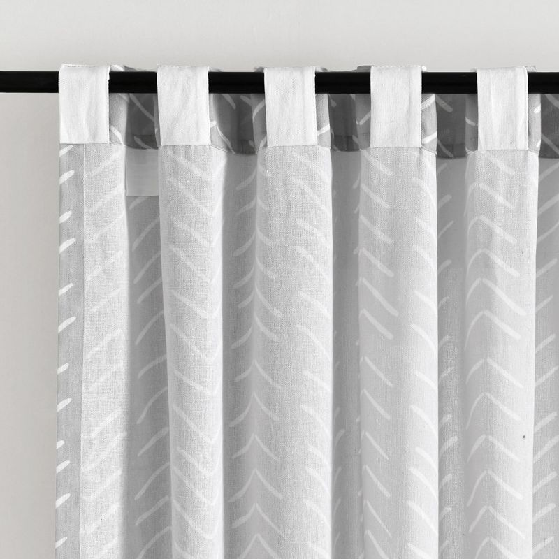 Hygge Modern Arrow Linen Look Window Curtain Panels Light Gray 40X84 Set, 5 of 7