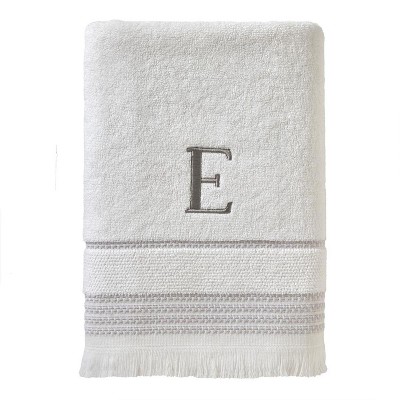 SKL Home By Saturday Knight Ltd Casual Monogram Bath Towel - 28" x 54", White
