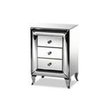 3 Drawer Pauline Contemporary Glam and Luxe Mirrored Nightstand White - Baxton Studio