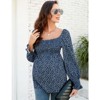 Coolmee Women's Maternity Shirts  Puff Long Sleeve Shirt Square Neck Casual Smocked Tunic Tops Spring Fall Clothes - 4 of 4