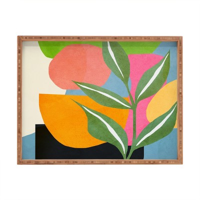 Nadja Minimal Modern Abstract Leaves Rectangular Tray - Deny Designs