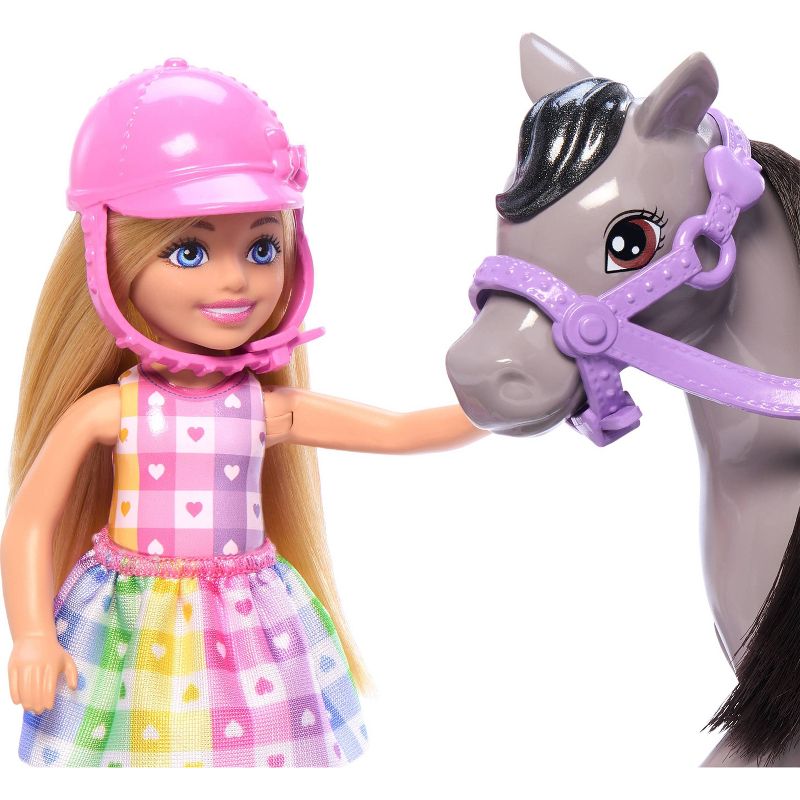 Barbie Chelsea Doll &#38; Horse Toy Set, Includes Helmet Accessory, Doll Bends at Knees to &#34;Ride&#34; Pony, 2 of 7