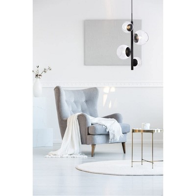 Black and Clear Glass Globe Iron Pendant Light