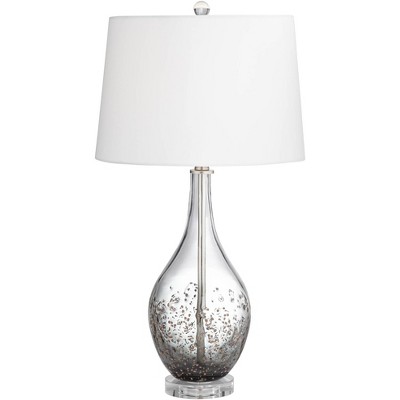 Sparrow 28" Smoke Grey Glass Table Lamp Set with White Shade