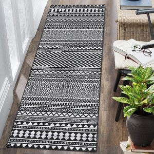 Geometric Rug for Living Room Washable Area Rugs, Non-Slip Bathroom Stain Resistant Floor Carpet - 1 of 4