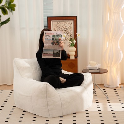 CAVINAS Plush Gaming Bean Bag Chairs for Adults,Faux Fur Lounge Chair Indoor with Armrests,Soft Bean Bag Chair for Bedroom,Living Room Furniture