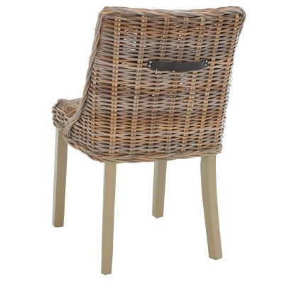 Caprice Gray Rattan and Mahogany Dining Chair Set