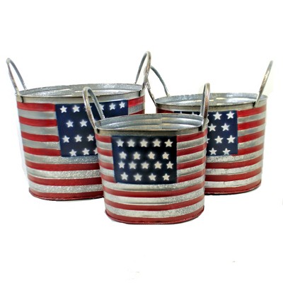 Home & Garden 12.25" Usa Metal Buckets Planter Yard Decor Direct Designs International  -  Planters