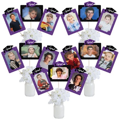 Big Dot of Happiness Purple Grad - Best is Yet to Come - Graduation Party Picture Centerpiece Sticks - Photo Table Toppers - 15 Pieces