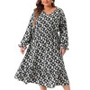Agnes Orinda Women's Plus Size Bohe Floral Print V Neck Long Sleeve Ruffle Hem A Line Midi Dresses - 2 of 4