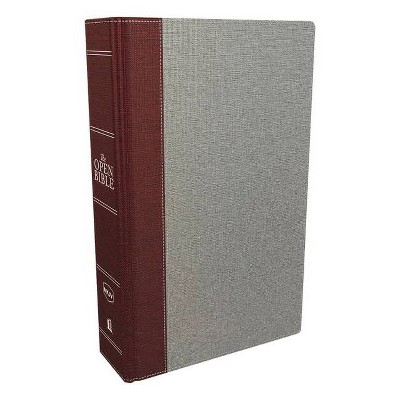 The NKJV, Open Bible, Cloth Over Board, Gray/Red, Red Letter Edition, Comfort Print - by  Thomas Nelson (Hardcover)