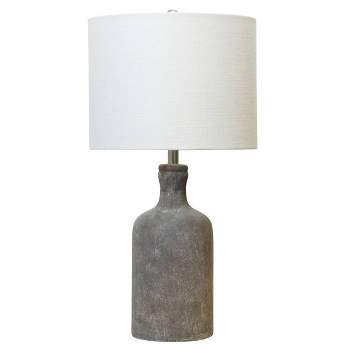 Textured Concrete Table Lamp with Drum Shade Dark Gray Finish - StyleCraft