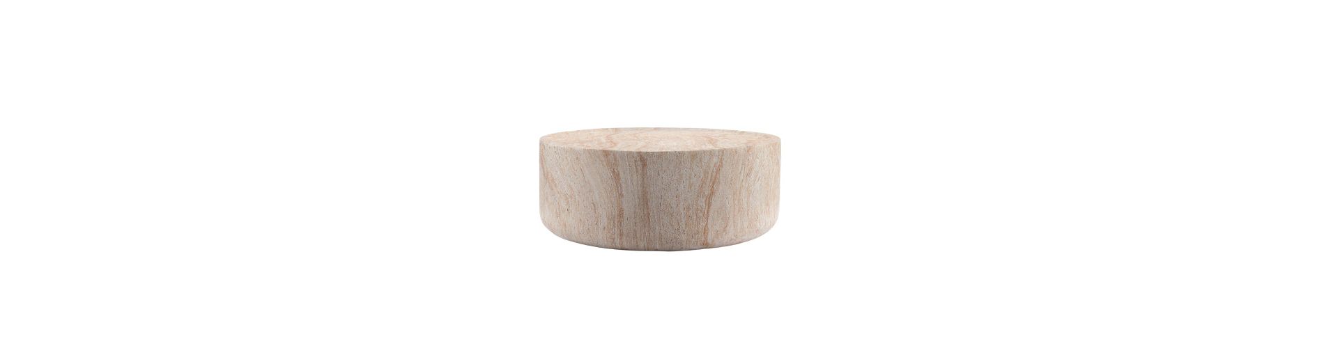 AEELLEEA Round Coffee Table, Beige Stone-Look Modern Low Table, 31.89-Inch Wide