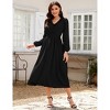 Women's V - Neck Ruffled Long Dress, Elegant Long - Sleeve Maxi Dress with Waist Accent - 3 of 4