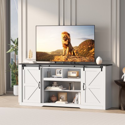 70" Farmhouse TV Stand with Power Outlets for Televisions Up to 80 Inch TV