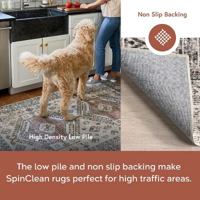 Light Gray Synthetic Medallion Washable Rectangular Area Rug 3' x 5'