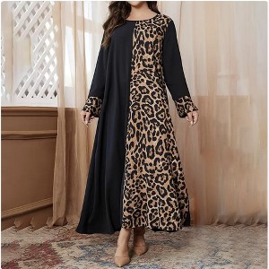 Wikineon Women¡¯s Leopard Print Maxi Dress - Color Block Design with Long Sleeves: Perfect Casual Summer Dress for Effortless Style,XL Size - 1 of 4