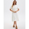 INSPIRE CHIC Women's Midi Denim Summer Short Sleeve Button Down Casual Long Tunic Jean Shirt Dress - 2 of 4